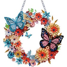 STGLCR Butterfly Diamond Art Hanging Kit 9.05x9.94 inches, Wreath