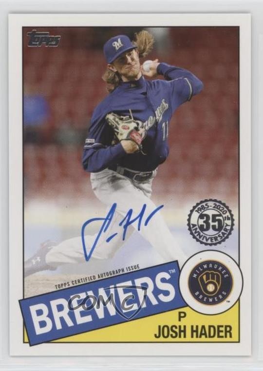 Josh Hader #85A-JH 2020 Topps Update Baseball 1985 Topps Autographs