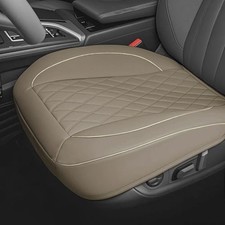 1 Pack PU Leather Quilting Front Car Seat Cover, Anti-Slip Full Wrap Beige