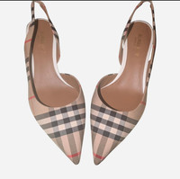Burberry Nova Check Pattern Canvas Slingback Heels Brand new, never worn