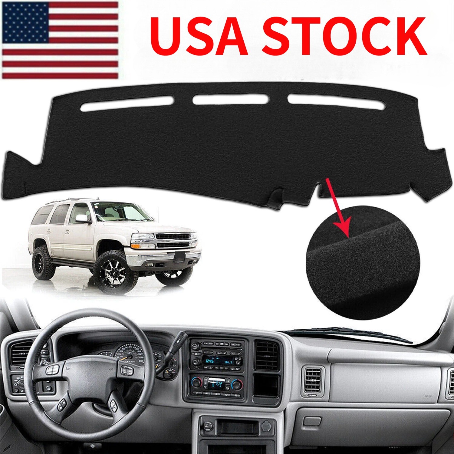 Car Dash Cover Mat Dashboard Pad for Chevy Silverado 1500 2500 Tahoe 2001-2006