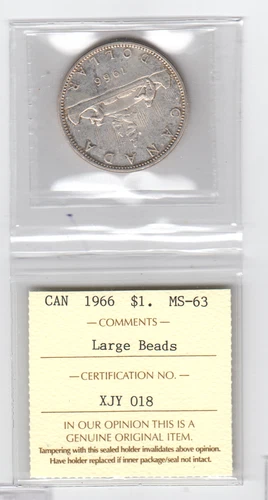 1966 Silver Dollar ICCS MS 63.    Item #3219