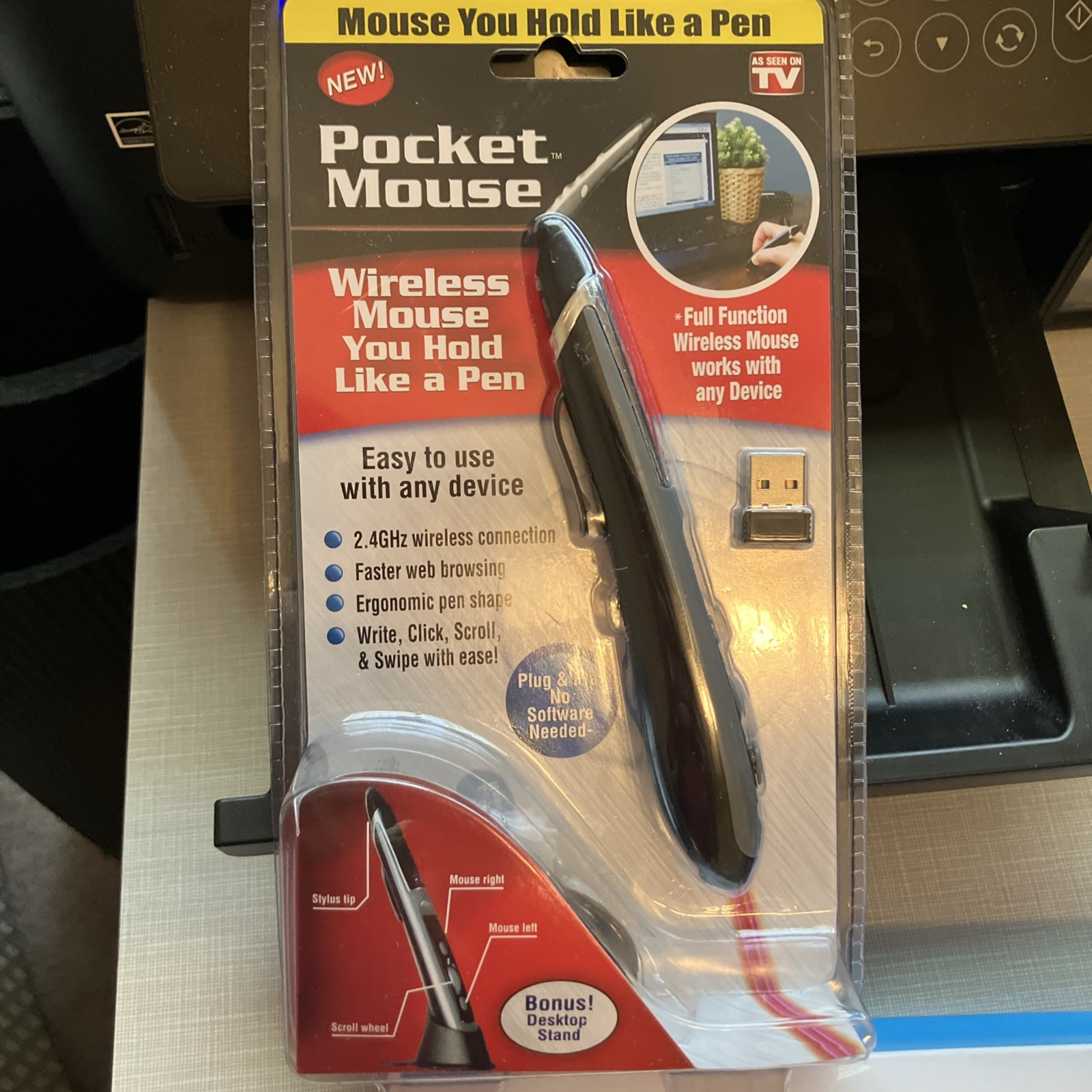 MOUSE DE BOLSILLO NUEVO COMO VISTO EN TV GENUINO INALÁMBRICO ÓPTICO USB 2 EN 1 DIGITAL