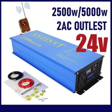 2500W/5000W Power Inverter Pure Sine Wave 24VDC to 120VAC Remote Converter NEW