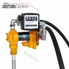 Fuel Transfer Pump 20GPM Diesel Gasoline Kerosene Car Truck Tractor + Flow Meter