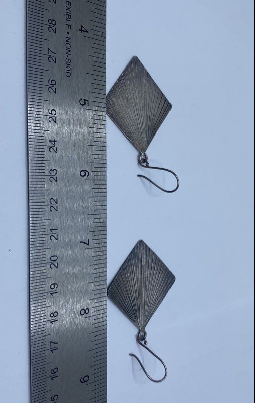 Sterling Silver Geometric Statement Drop Earrings… - image 7