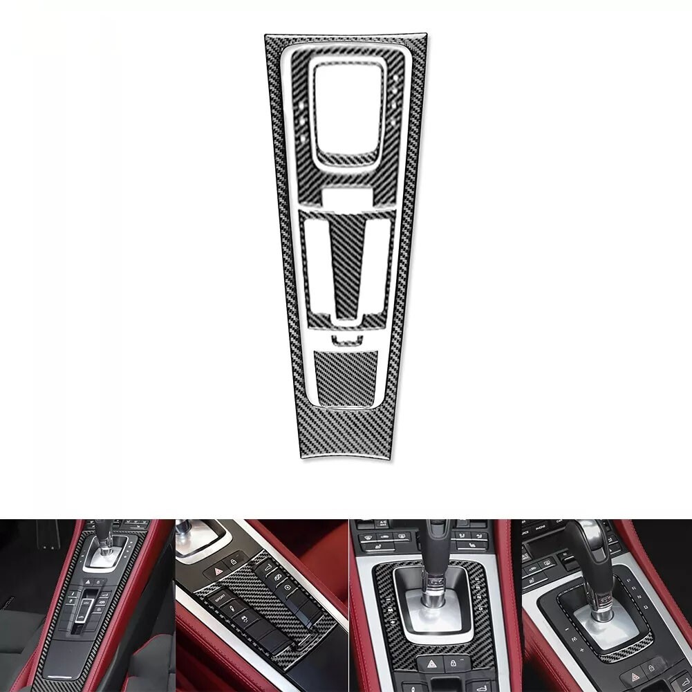 6Pcs Gear Shift Panel Carbon Fiber Set For Porsche 718 982 Boxster Cayman 16-22