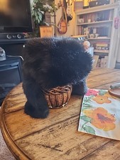 D Y Faux Fur Trapper Hat With Flaps In Black One Size