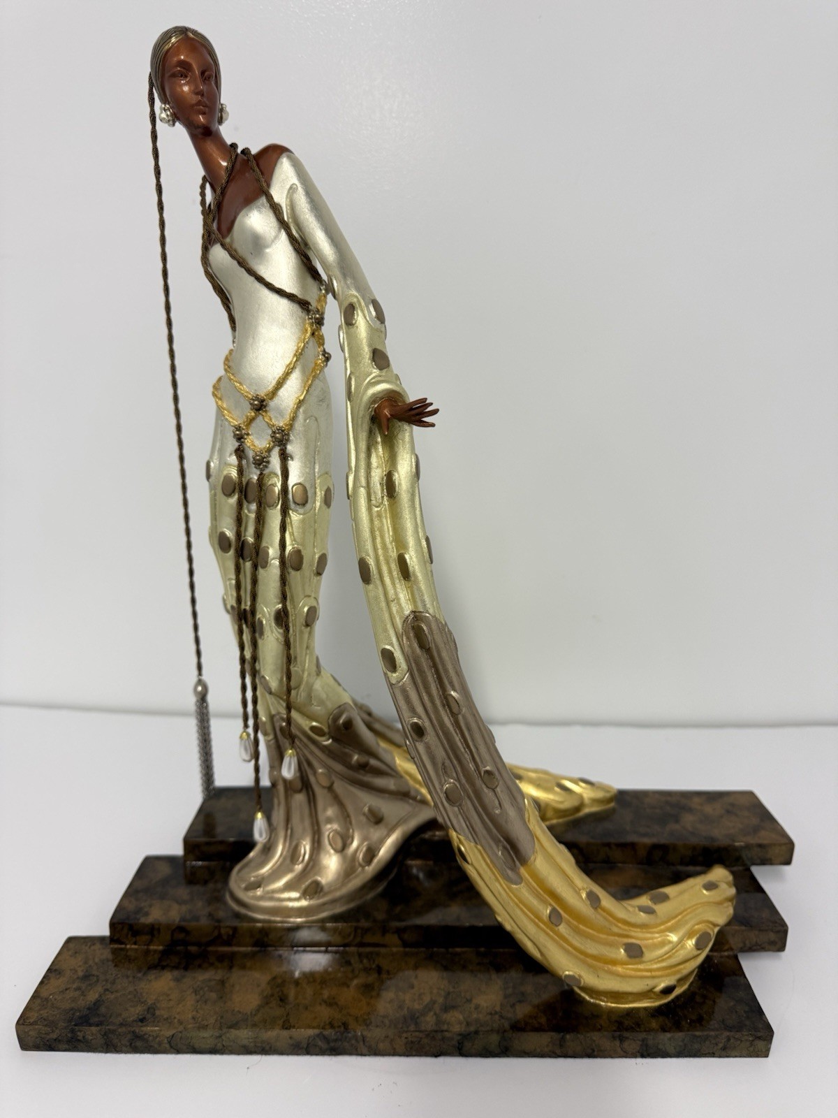 Erte (Romain de Tirtoff) Cold Painted Bronze Sculpture "Melisande" 1990 AP 31/37