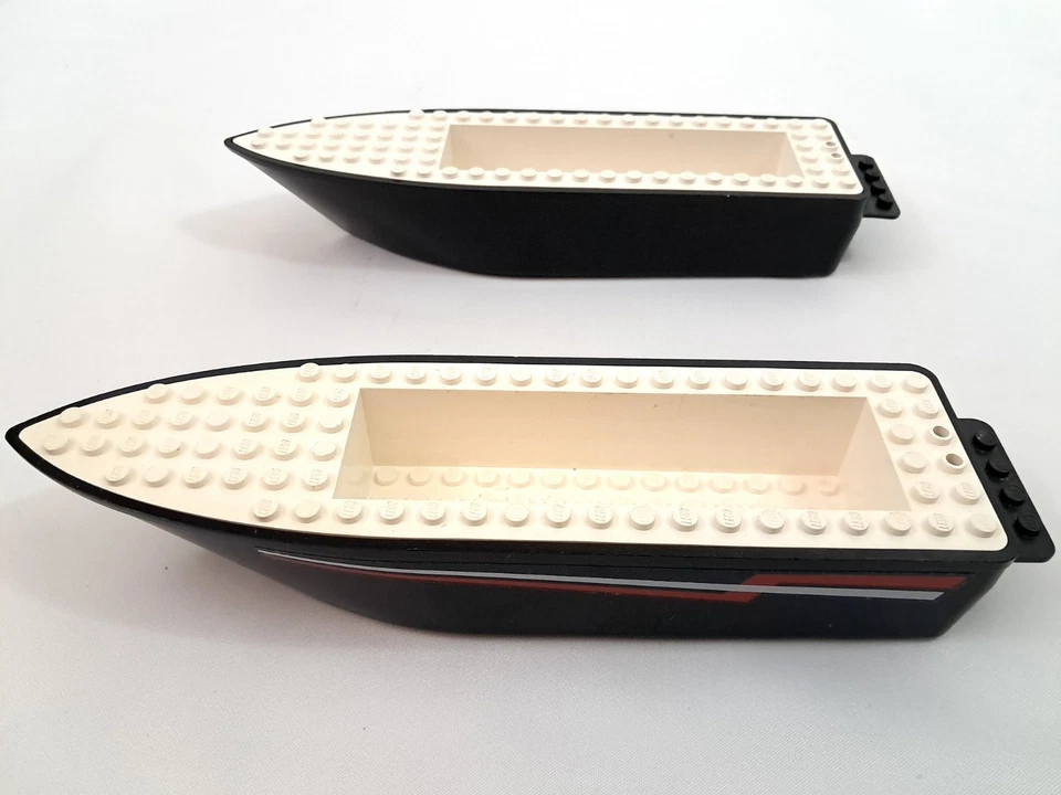 Vintage Lego Boat Black Hull Unitary 24x6x3 From Set 4002 x2 bfloat1c01pb01 - Image 3 of 4
