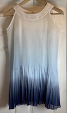 Weissman Dance Costume Blue Ombr Pleated Dress/White Bodysuit 12106 Size LC