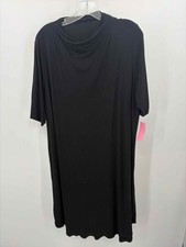 Pre-Owned Eileen Fisher Black Size XL Knee Length Short Sleeve Dress