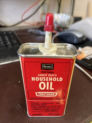 Vintage Sears Craftsman Fine Household Oil Handy Oiler Tin  Oil Can