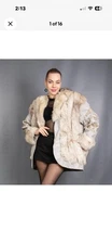 16787 GLAMOROUS REAL BLUE FOX COAT LUXURY FUR JACKET PELZ BEAUTIFUL LOOK SIZE M