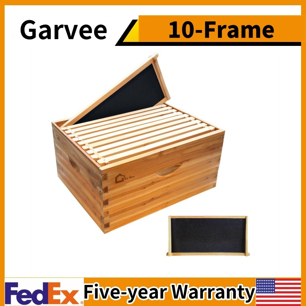 10-Frame Medium Super Bee Box Wax Coated Bee Hives Beehives Frame Wax Foundation