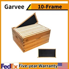 ⏯10-Frame Medium Super Bee Box Wax Coated Bee Hives Beehives Frame Wax Foundatio
