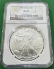 1991 $1 AMERICAN SILVER EAGLE - MS69 - NGC BROWN LABEL