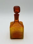 VTG ORANGE BLENKO STRATA GLASS CUBED TEXURED DECANTER- WAYNE HUSTED 11"