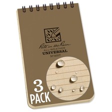 Rite in the Rain Weatherproof Top Spiral Notebooks, 3" x 5", 3 Pack, Tan 2