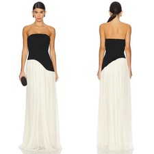Lovers  Friends Alice Strapless Gown Black Cream NEW with tags