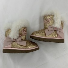 Brand New 5c Toddler Girls Juicy couture Fur Glitter Gold And Pink Winter Boots