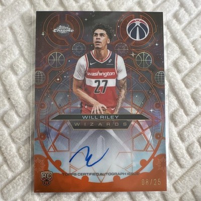 Topps 2025-26 Chrome Updates Will Riley Wizards Chromographs Auto RC CH-WR /25