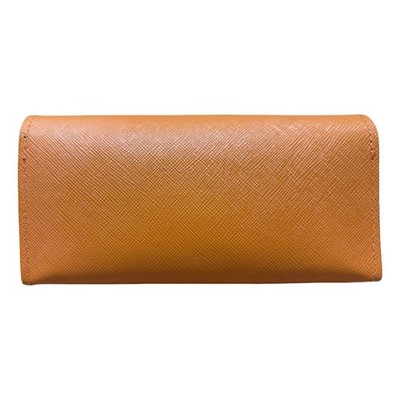 Tory Burch Robinson Orange Saffiano Leather Foldable Sunglasses Case Gold Logo Tory Burch Logo Embossed Orange Sunglasses Eyeglasses  main image 3