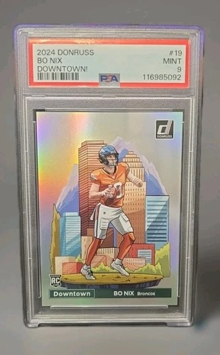 2024 Panini Donruss - Downtown! Bo Nix #19 (RC) PSA 9