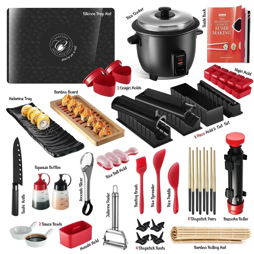 Sushi Making Kit - Complete Sushi Maker Kit with Bazooka Roller, Rice Cooker,...
Opens in a new wind
