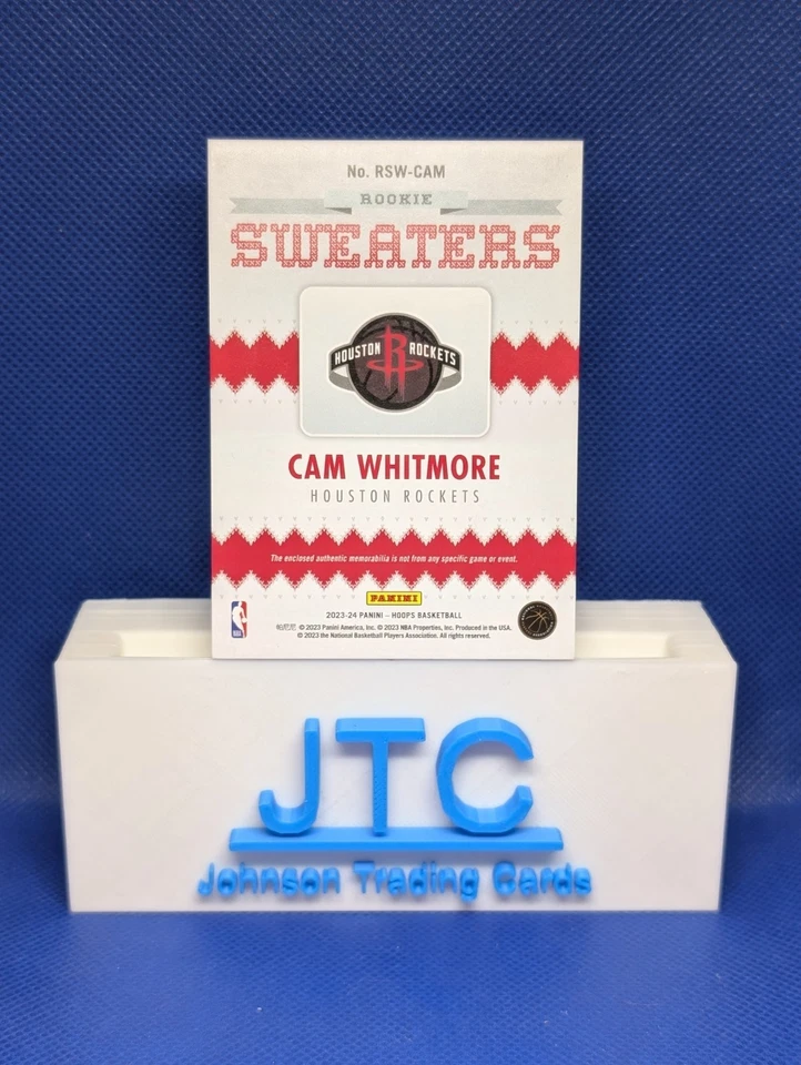 Cam Whitmore 2023-24 NBA Hoops Rookie Sweaters RC Card #RSW-CAM (EX) - Image 2 of 2