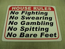 HOUSE RULES Metal Sign for Golf Course Driving Range Bar Pool Hall Man Cave Gym
