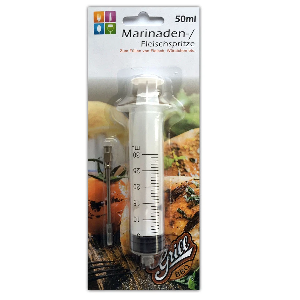 REICHSTEIN & KAUFMANN Fleischspritze 50 ml | Marinaden- und Bratenspritze | Wurstspritze Nadel Metall