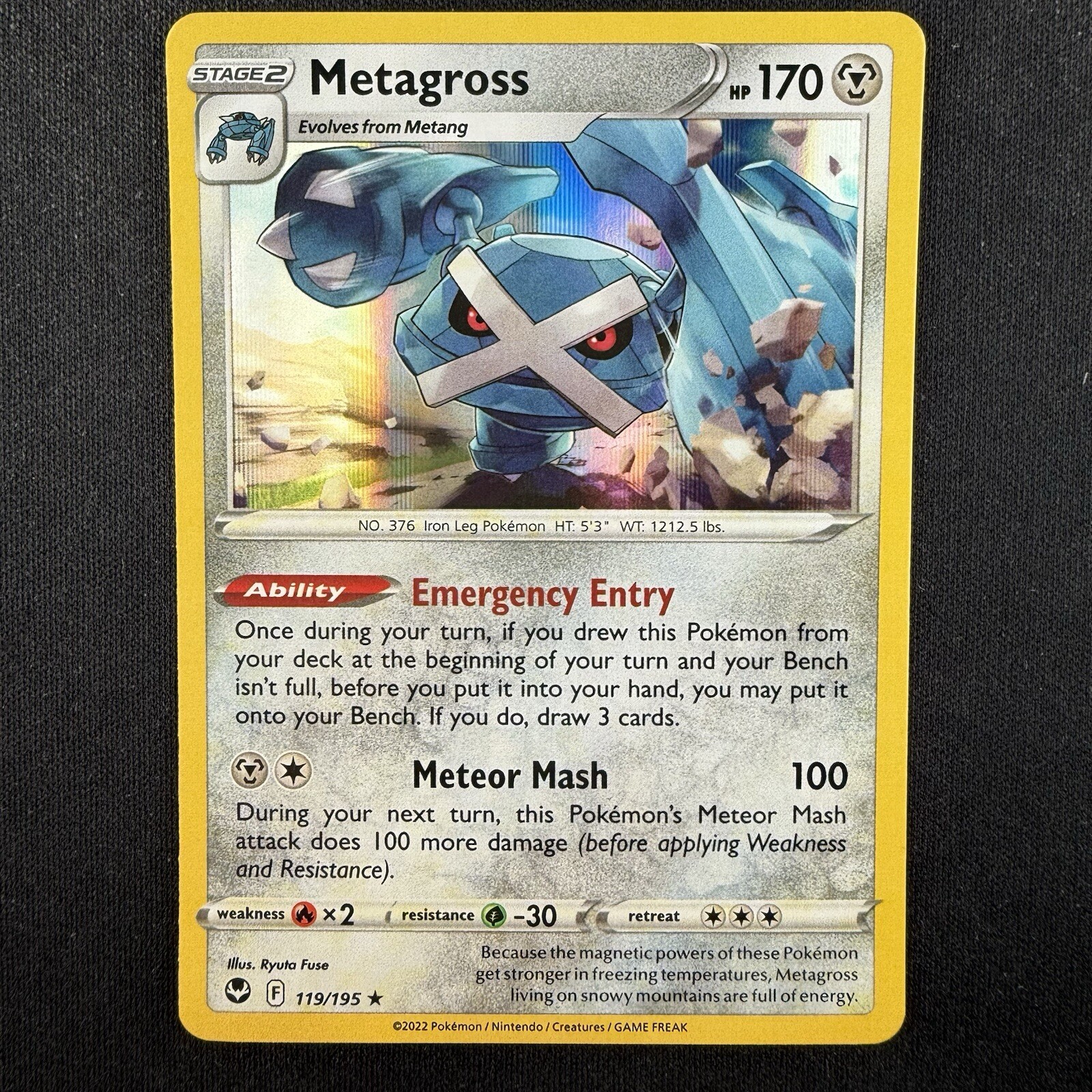 Pokemon TCG Metagross Sword & Shield Silver Tempest 119/195 Holo Rare Card 2