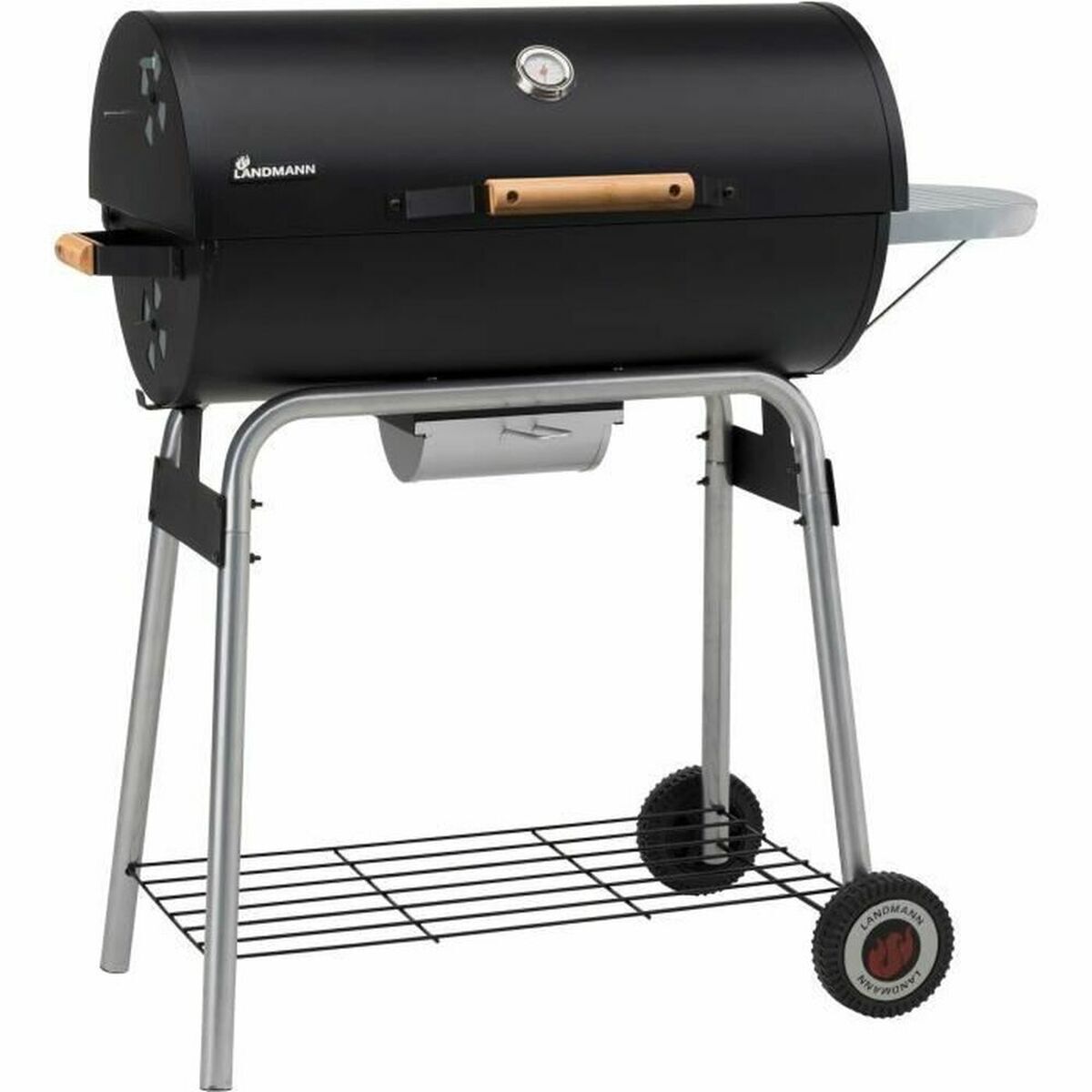 Barbecue a Carbone con Coperchio e Ruote Landmann Black Taurus Nero Acciaio Sma