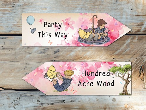 Set of 4 Winnie The Pooh Butterfly Rose Party Arrows - Picture 3 of 3