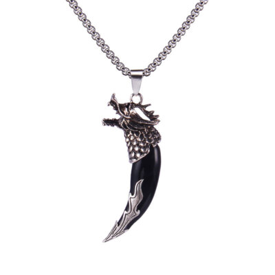 Ethnic Tribal Necklace Vintage Alloy Wolf Tooth Pendant Necklace