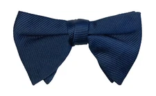 Vintage Navy Blue Bow Tie 1970s Oversized Large Butterfly Style Clip On