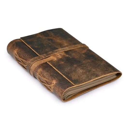 6x4 Inch A6 Cappuccino Brown Leather Bound Journal for Writing