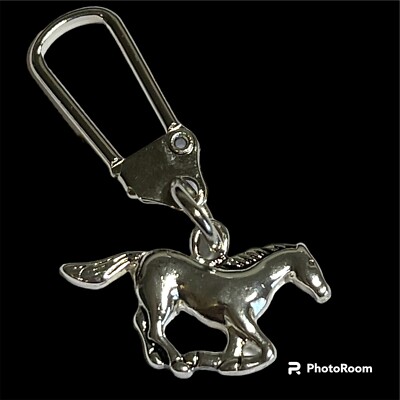 Mustang Horse Zipper Pull Purse Charm Silver Plated Cowgirl