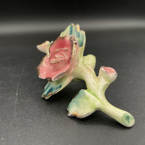 Vintage Commodore Porcelain Dusty Pink Rose and Green Leaves - Made IN JAPAN - Picture 3 of 9