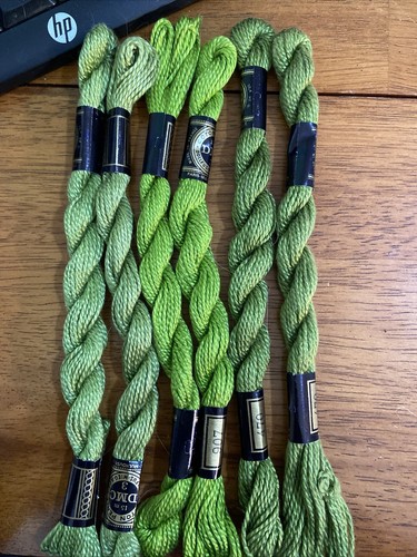 DMC Perle Cotton 3 - shades of Medium Greens