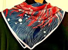 26"X26"Fish/Flower 1 Print Pure Mulberry Satin Silk Scarf 65x65cm4-36