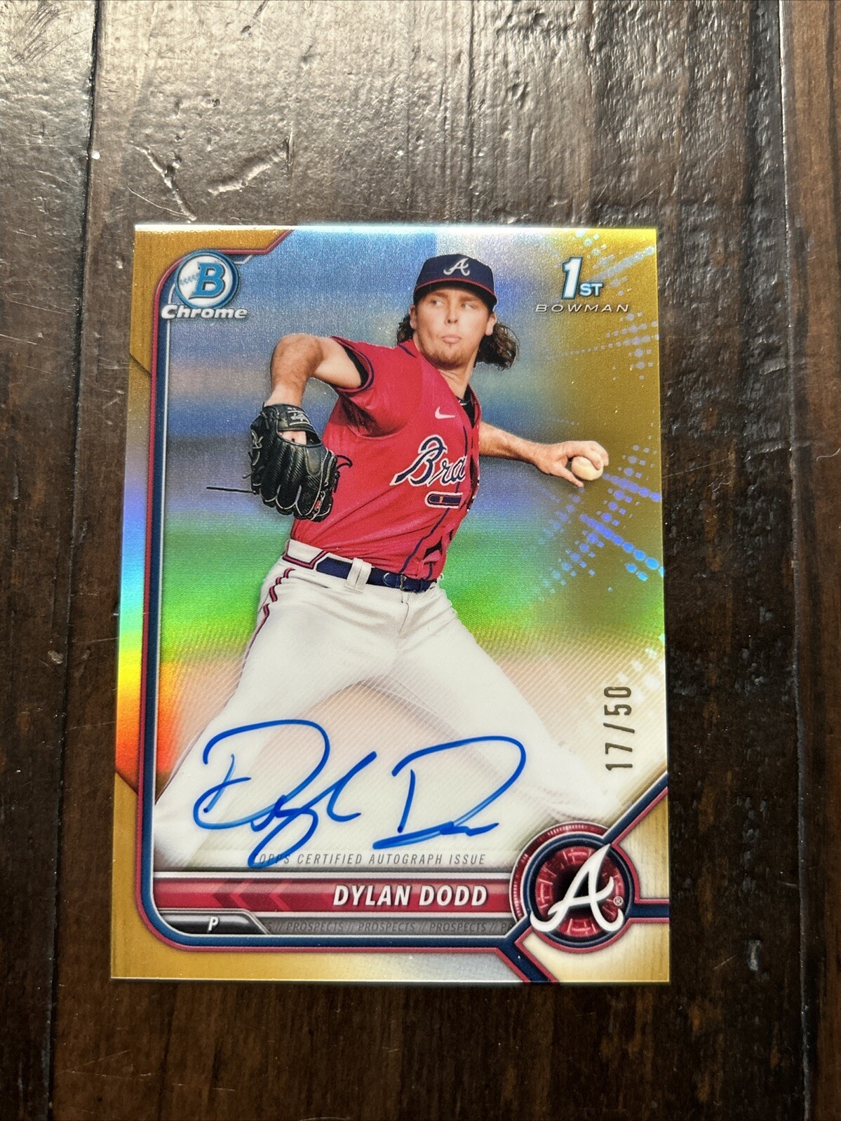 2022 Bowman Chrome 💥#’d 17/50💥Dylan Dodd Gold  Refractor 1st Prospect Auto