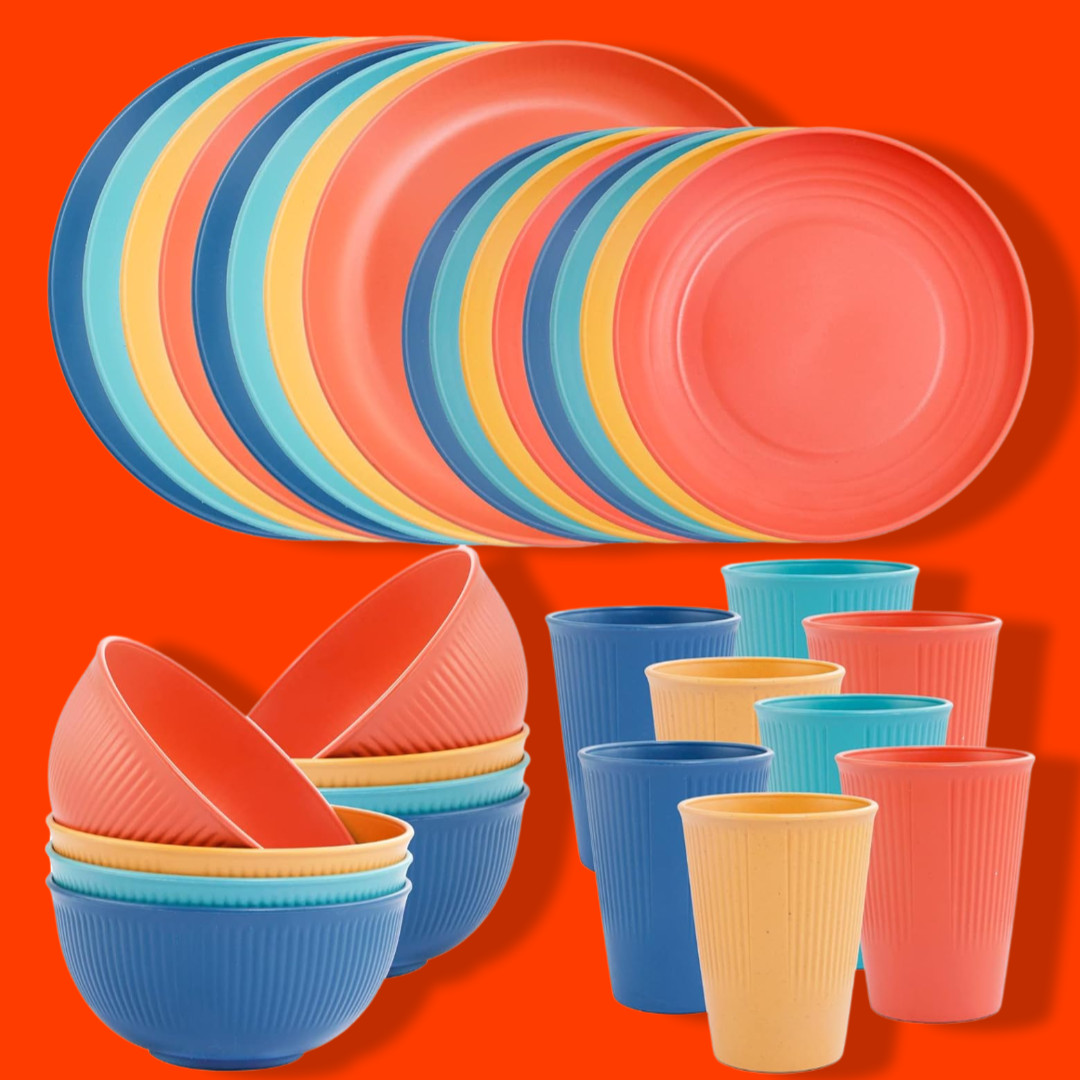 For 8, Reusable, Unbreakable Plates And Bowls