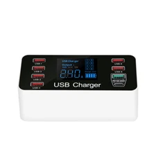 8-Ports Multi USB Desktop Wall Charger QC 3.0 PD Fast Charging Station Adapter