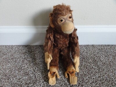ANTIQUE 1950's TOY JACKO STUFFED JOINTED BROWN MONKEY