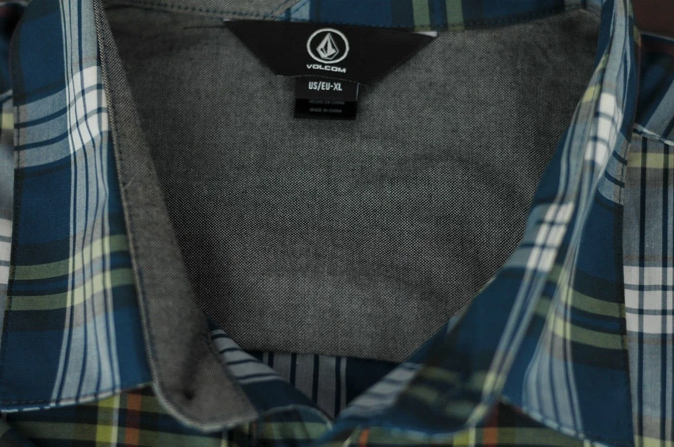 Volcom Men's Jade White & Yellow Plaid Cotton Casual Skate Shirt XL XLarge - Image 2 of 4