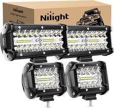 Nilight 2pc 4inch Triple Row Led Light Pods 60w Flood Spot Combo 2pcs 6.5 Inch