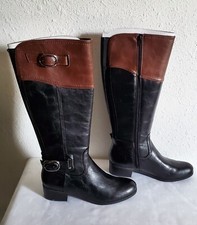 Unisa Women s Tifza Knee High Riding Boots Black/Cognac 1.75 Block Heel 8M NIB
