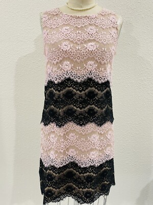 Jessica Simpson Cocktail Black & Pink Lace Dress $149 Size 4 | eBay